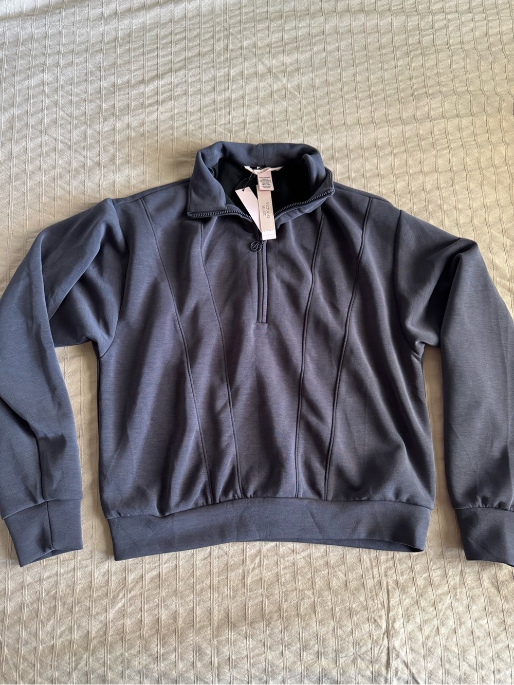 Victoria's Secret Women’s Zip-Neck Sporty Pullover in Grey